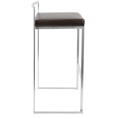 Fuji Stacker 30" Fixed-Height Barstool - Set of 3 in Stainless Steel