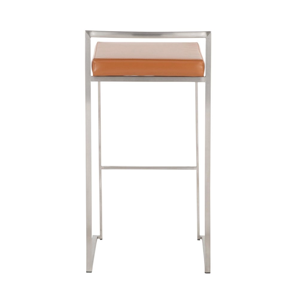 Fuji Stacker 30" Fixed-Height Barstool - Set of 3 in Stainless Steel
