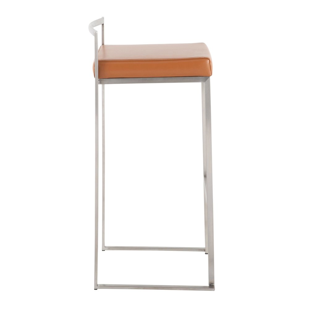 Fuji Stacker 30" Fixed-Height Barstool - Set of 3 in Stainless Steel