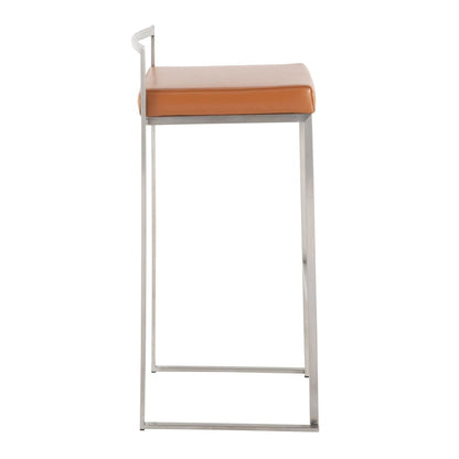 Fuji Stacker 30" Fixed-Height Barstool - Set of 3 in Stainless Steel