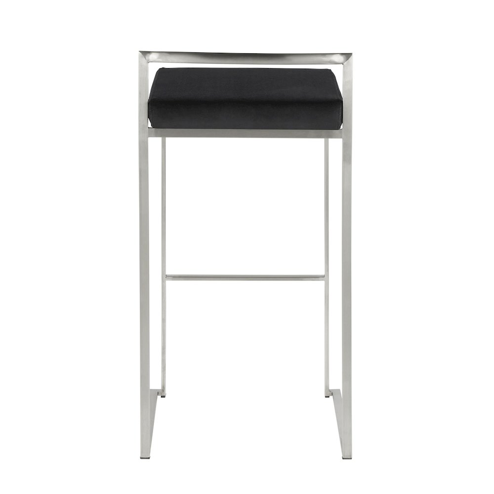 Fuji Stacker 30" Fixed-Height Barstool - Set of 3 in Stainless Steel