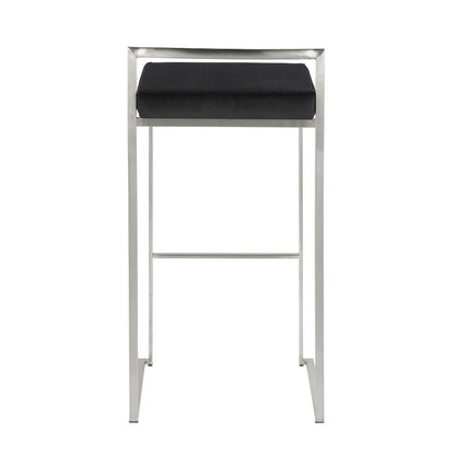 Fuji Stacker 30" Fixed-Height Barstool - Set of 3 in Stainless Steel