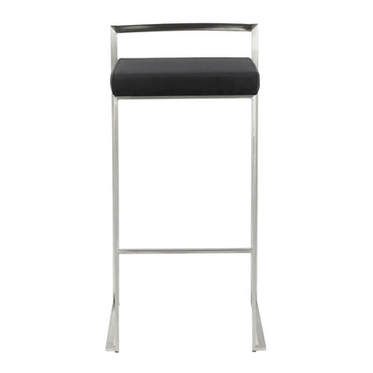 Fuji Stacker 30" Fixed-Height Barstool - Set of 3 in Stainless Steel