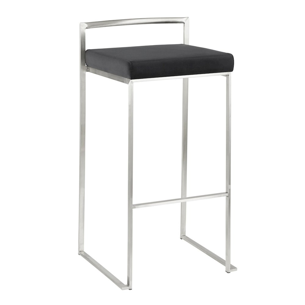 Fuji Stacker 30" Fixed-Height Barstool - Set of 3 in Stainless Steel