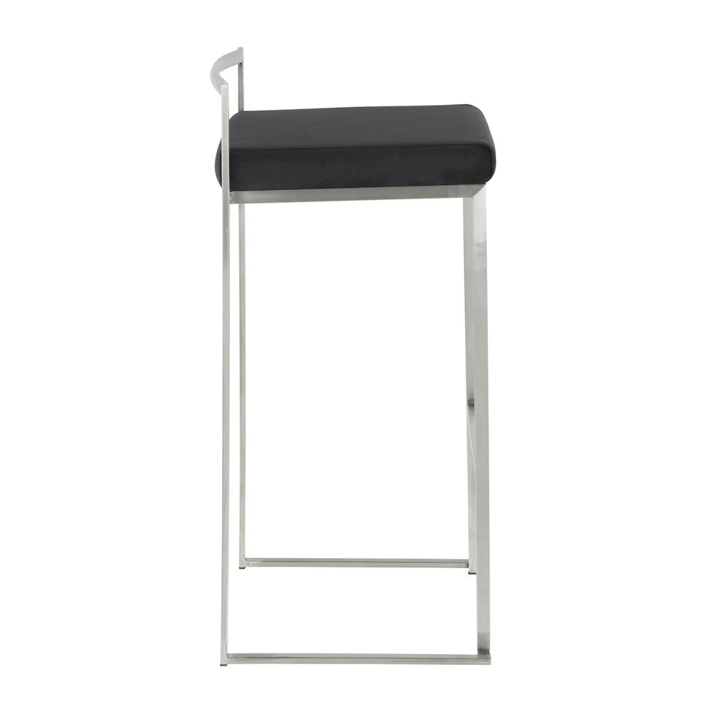 Fuji Stacker 30" Fixed-Height Barstool - Set of 3 in Stainless Steel