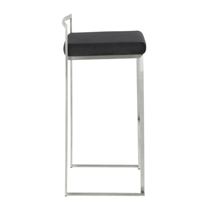Fuji Stacker 30" Fixed-Height Barstool - Set of 3 in Stainless Steel