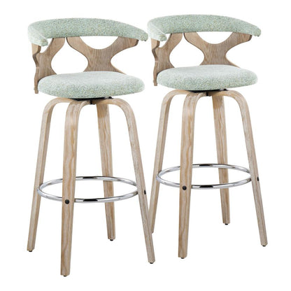 Green Gardenia 30" Fixed-Height Barstool - Set of 2