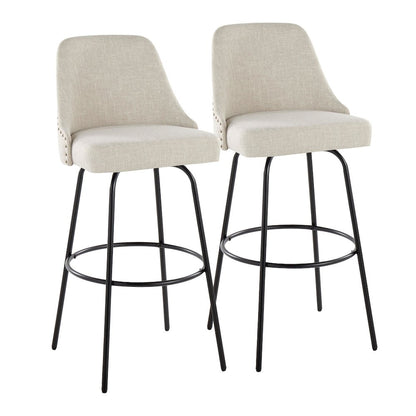 Studded Marcel 30" Fixed-Height Barstool - Set of  2