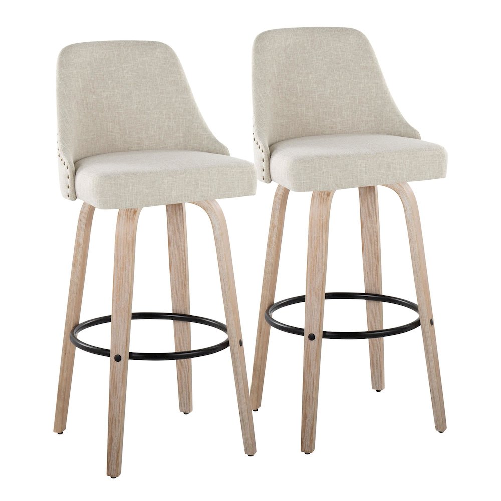 Studded Marcel 30" Fixed-Height Barstool - Set of  2