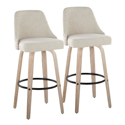 Studded Marcel 30" Fixed-Height Barstool - Set of  2