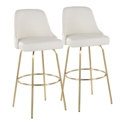 Studded Marcel 30" Fixed-Height Barstool - Set of  2