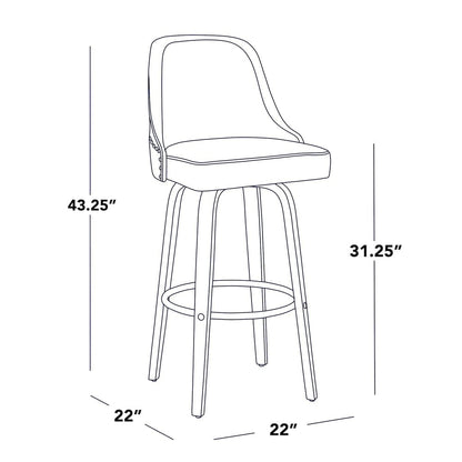 Studded Marcel 30" Fixed-Height Barstool - Set of 2
