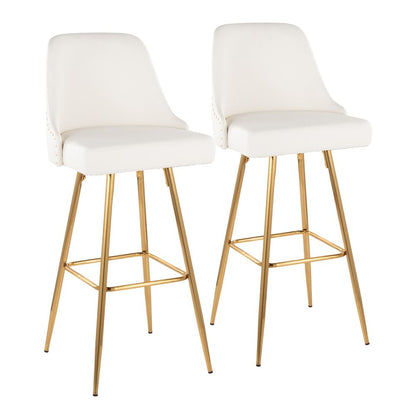 Studded Marcel 30" Fixed-Height Barstool - Set of 2
