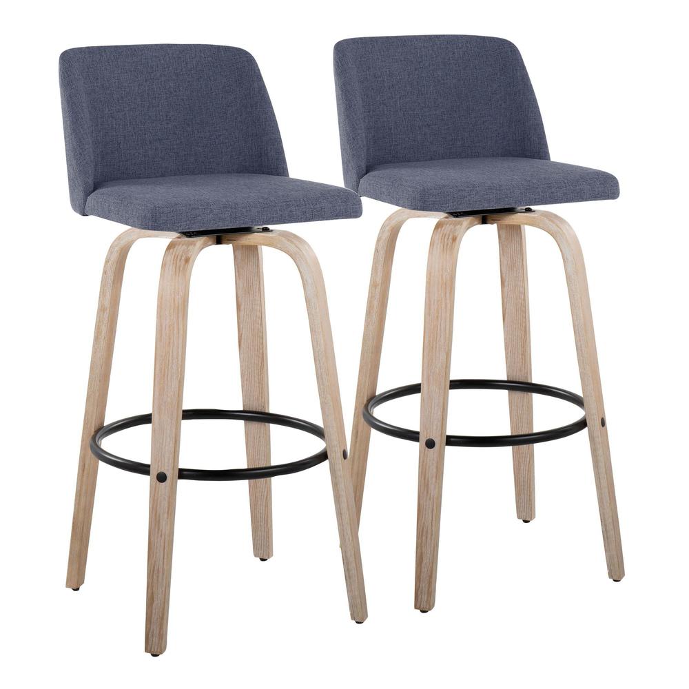 Blue Toriano 30" Fixed-Height Barstool - Set of 2