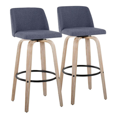 Blue Toriano 30" Fixed-Height Barstool - Set of 2