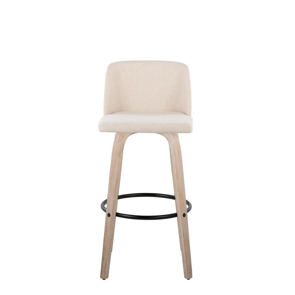 White Toriano 30" Fixed Height Barstool - Set of 2