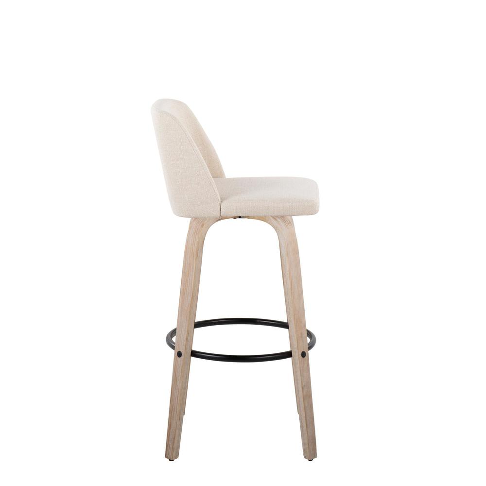 White Toriano 30" Fixed Height Barstool - Set of 2