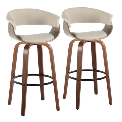 Beige Vintage Mod 30" Fixed-Height Barstool - Set of 2