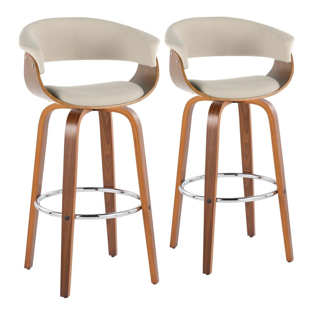 Beige Vintage Mod 30" Fixed-Height Barstool - Set of 2