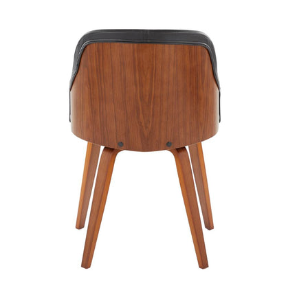 Walnut Wood, Black PU Bacci Chair