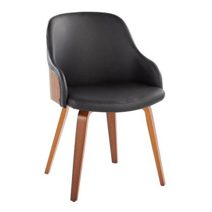 Walnut Wood, Black PU Bacci Chair
