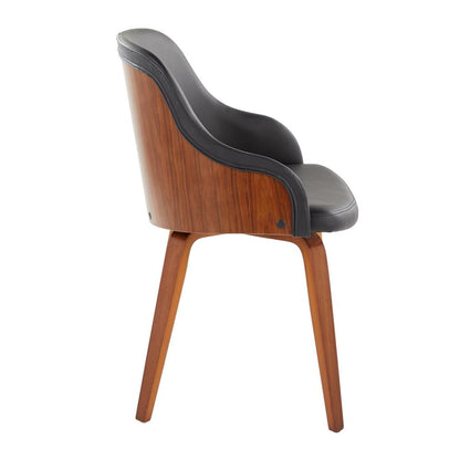 Walnut Wood, Black PU Bacci Chair