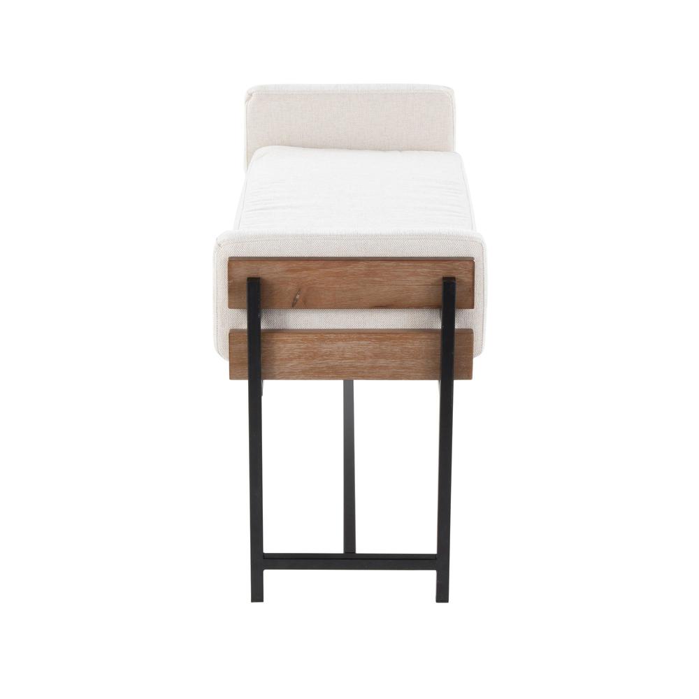 Black Metal, Brown Wood, Cream Fabric Kari Bench