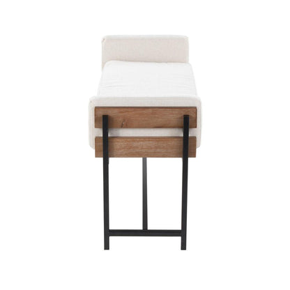 Black Metal, Brown Wood, Cream Fabric Kari Bench