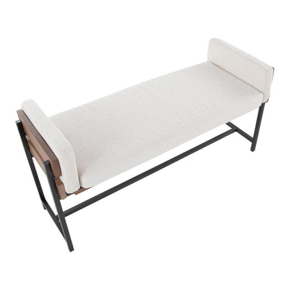 Black Metal, Brown Wood, Cream Fabric Kari Bench