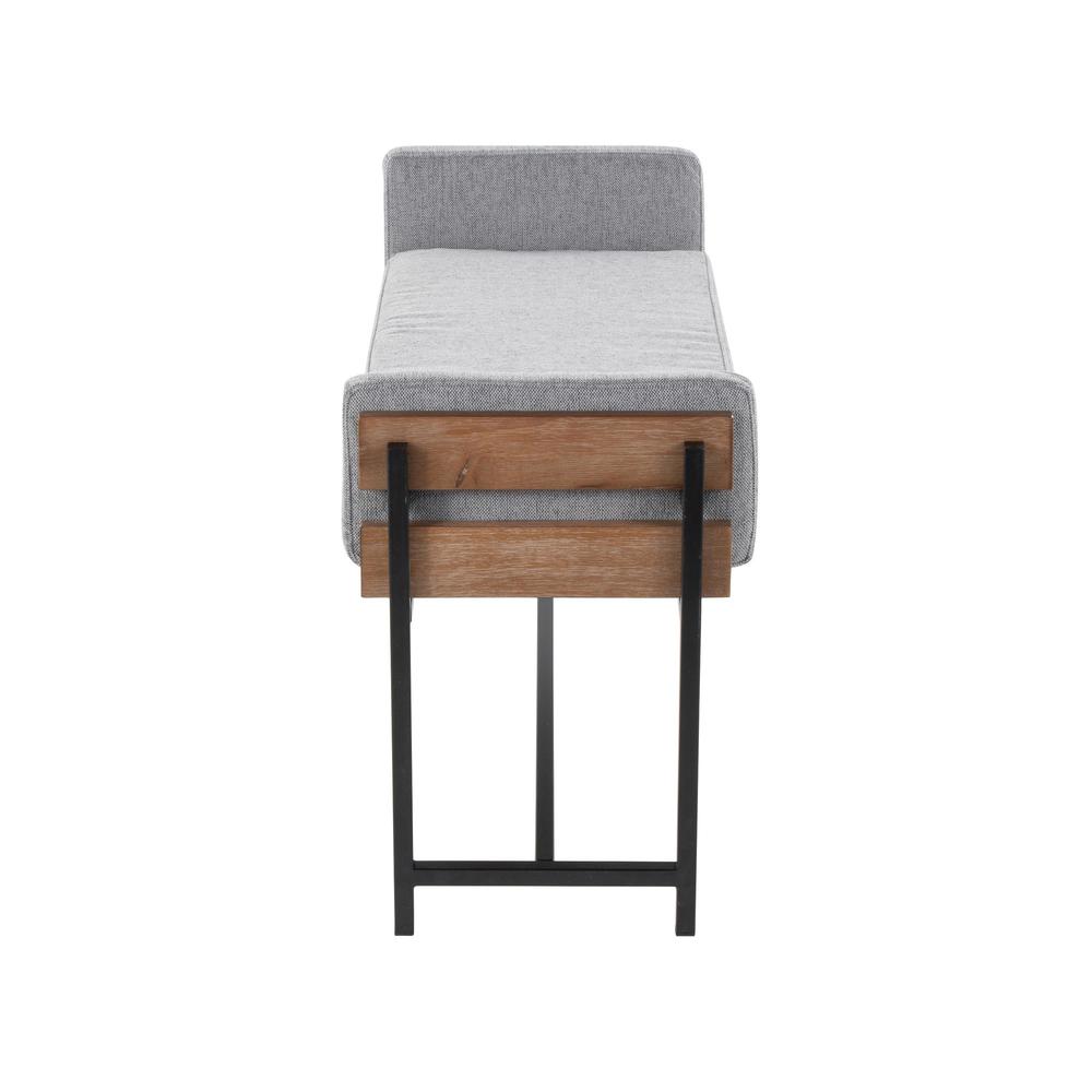 Black Metal, Brown Wood, Light Grey Fabric Kari Bench