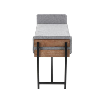Black Metal, Brown Wood, Light Grey Fabric Kari Bench