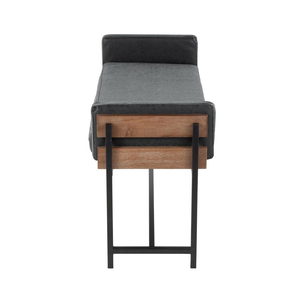 Black Metal, Brown Wood, Black PU Kari Bench