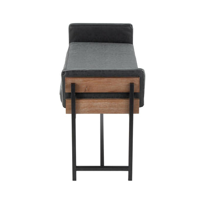 Black Metal, Brown Wood, Black PU Kari Bench