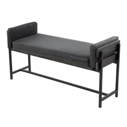 Black Metal, Grey Wood, Black PU Kari Bench