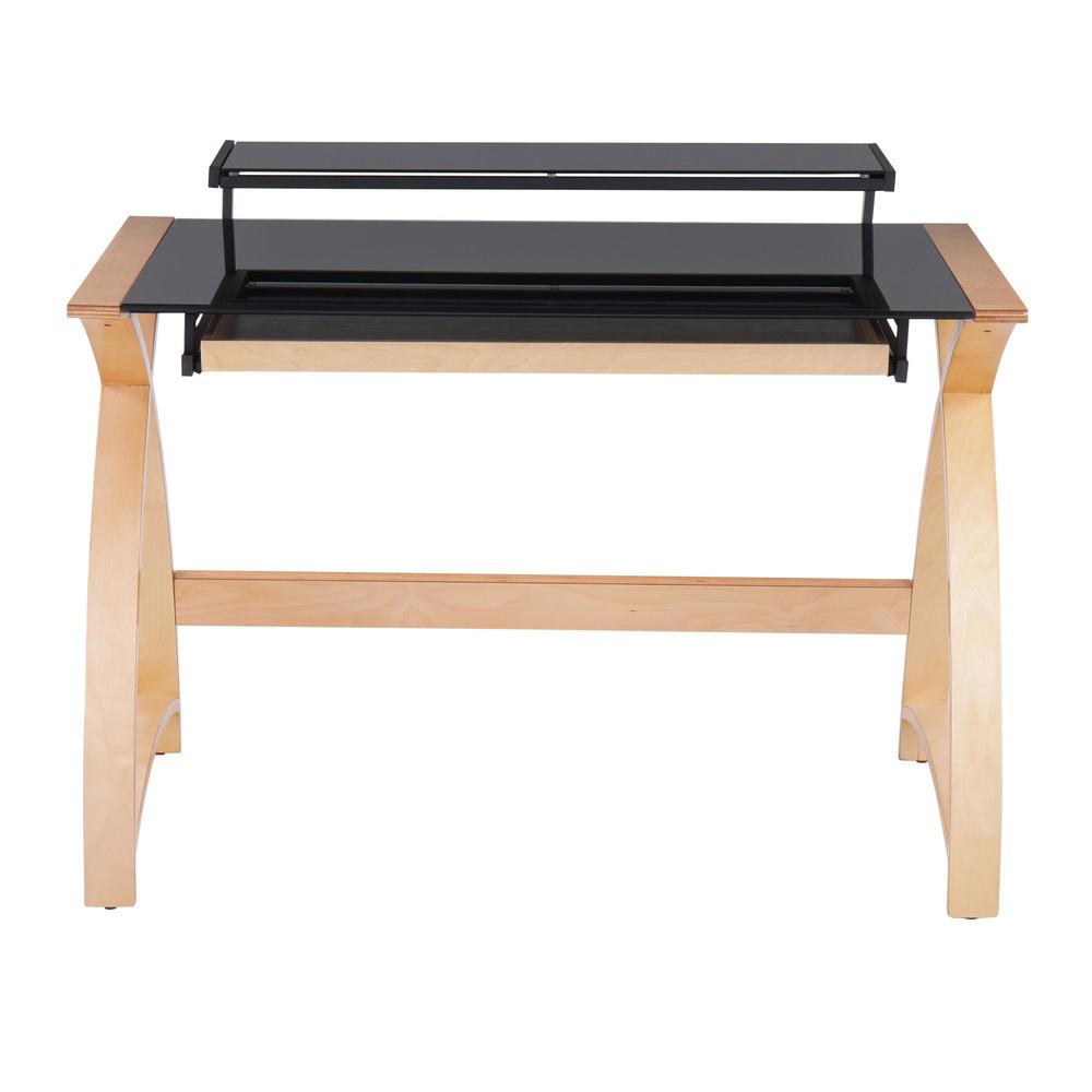 Natural Wood, Black Glass Bentley Office Desk