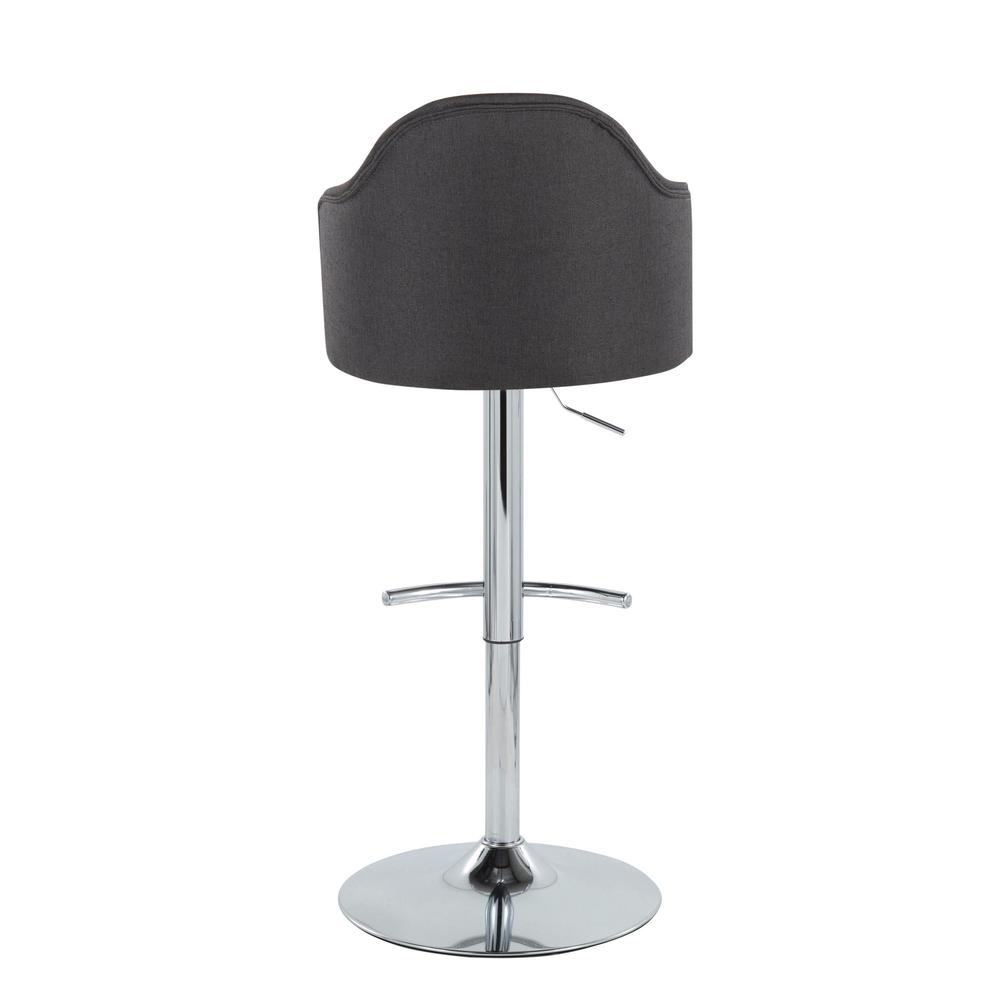 Chrome Metal, Charcoal Fabric Ahoy Adjustable Barstool - Set of 2