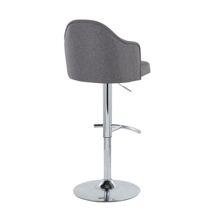 Chrome Metal, Grey Fabric Ahoy Adjustable Barstool - Set of 2