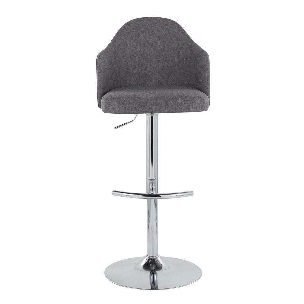 Chrome Metal, Grey Fabric Ahoy Adjustable Barstool - Set of 2
