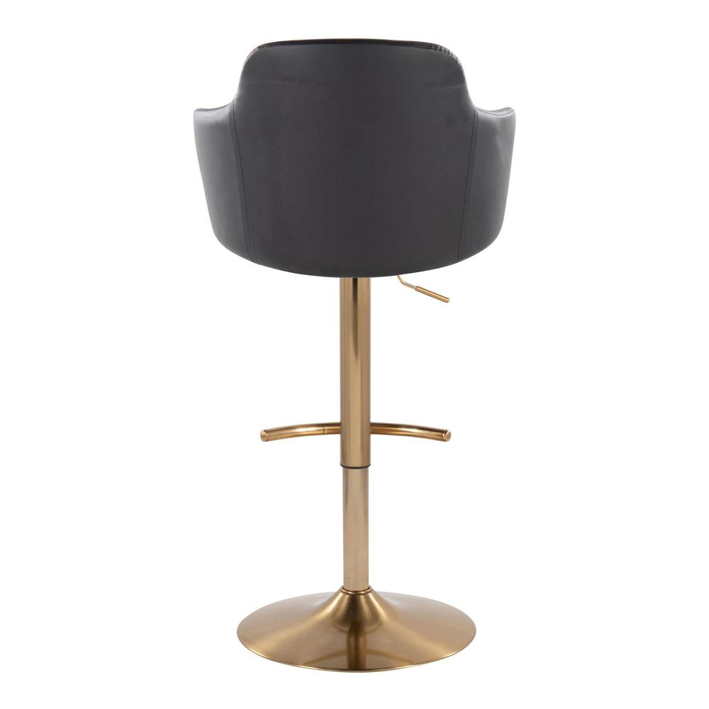 Gold Metal, Black PU Boyne Adjustable Barstool - Set of 2