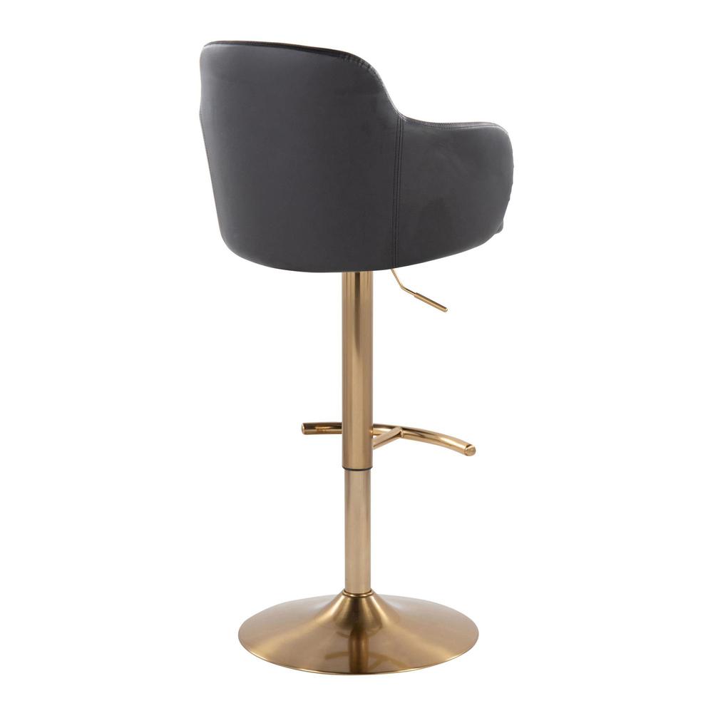 Gold Metal, Black PU Boyne Adjustable Barstool - Set of 2