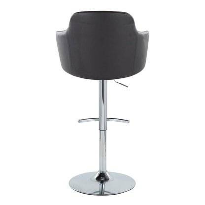 Chrome Metal, Black PU Boyne Adjustable Barstool - Set of 2