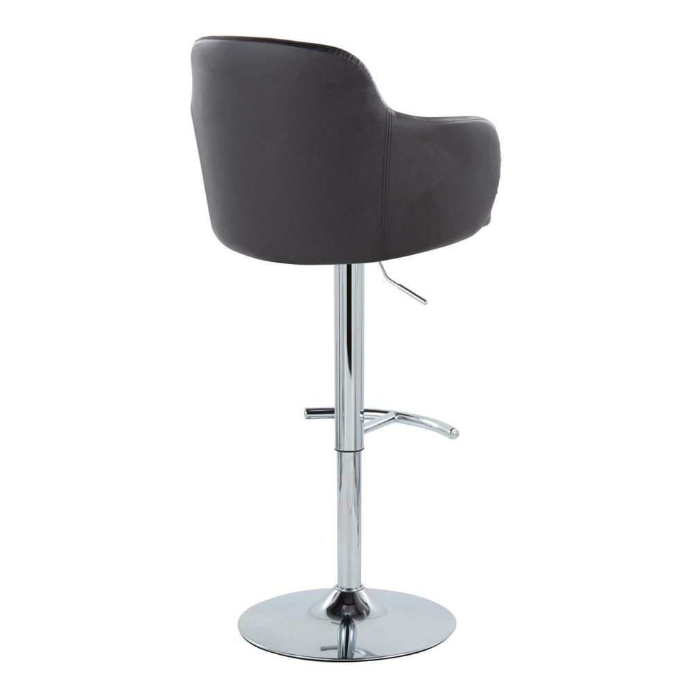 Chrome Metal, Black PU Boyne Adjustable Barstool - Set of 2