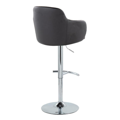 Chrome Metal, Black PU Boyne Adjustable Barstool - Set of 2