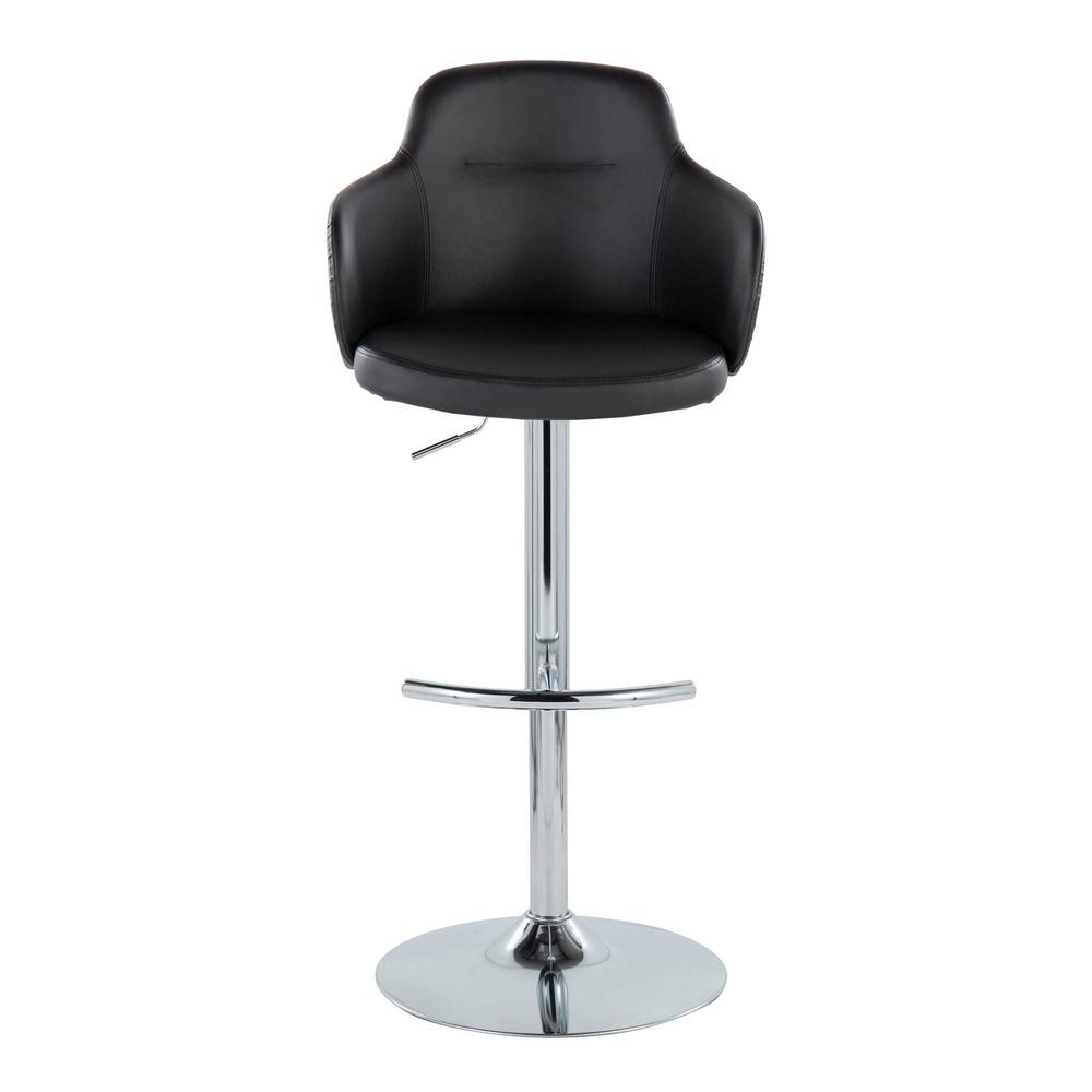 Chrome Metal, Black PU Boyne Adjustable Barstool - Set of 2