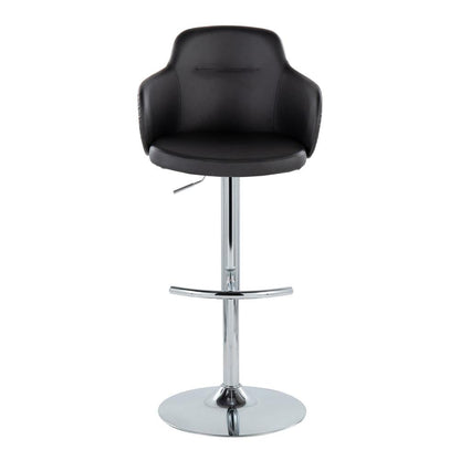 Chrome Metal, Black PU Boyne Adjustable Barstool - Set of 2