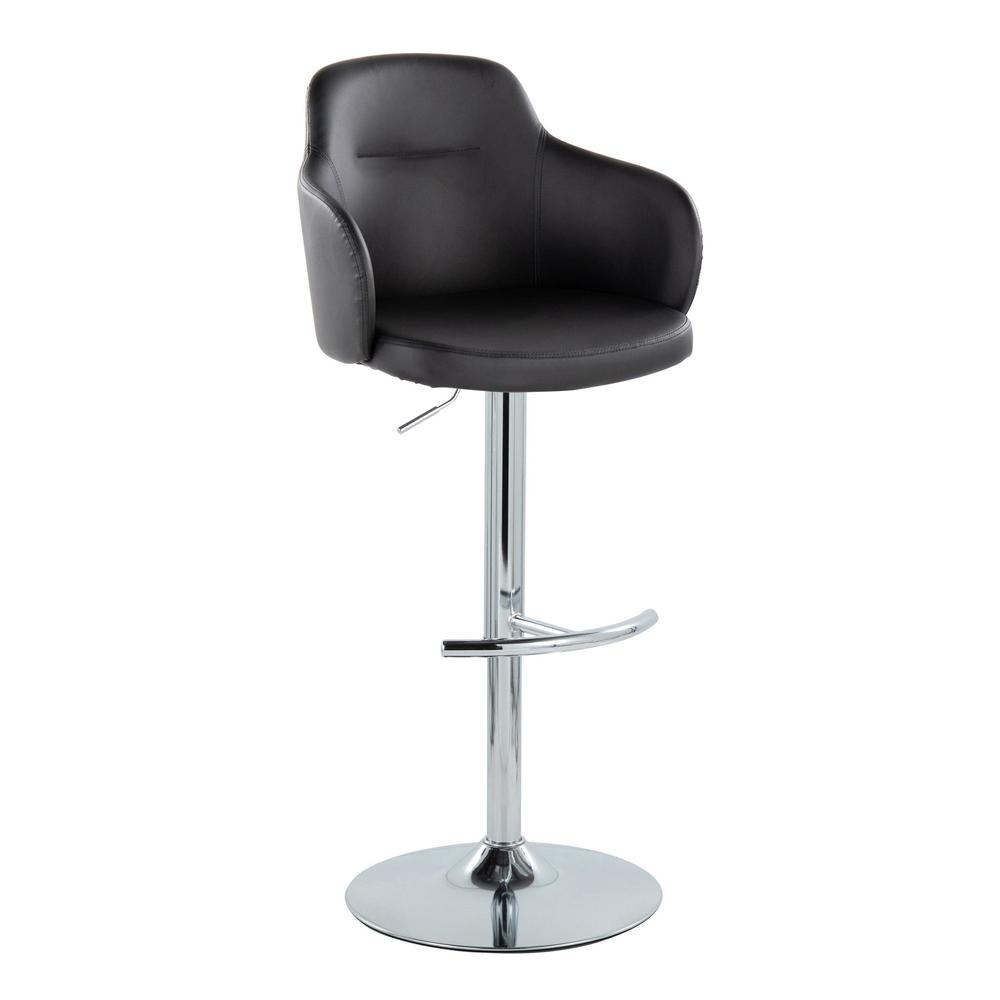 Chrome Metal, Black PU Boyne Adjustable Barstool - Set of 2