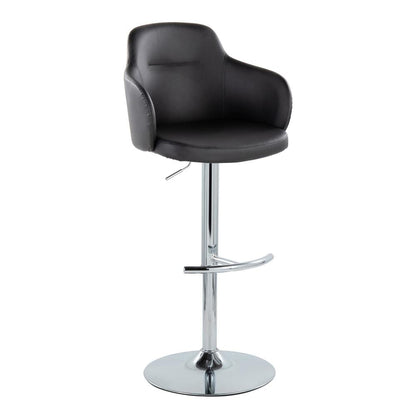 Chrome Metal, Black PU Boyne Adjustable Barstool - Set of 2