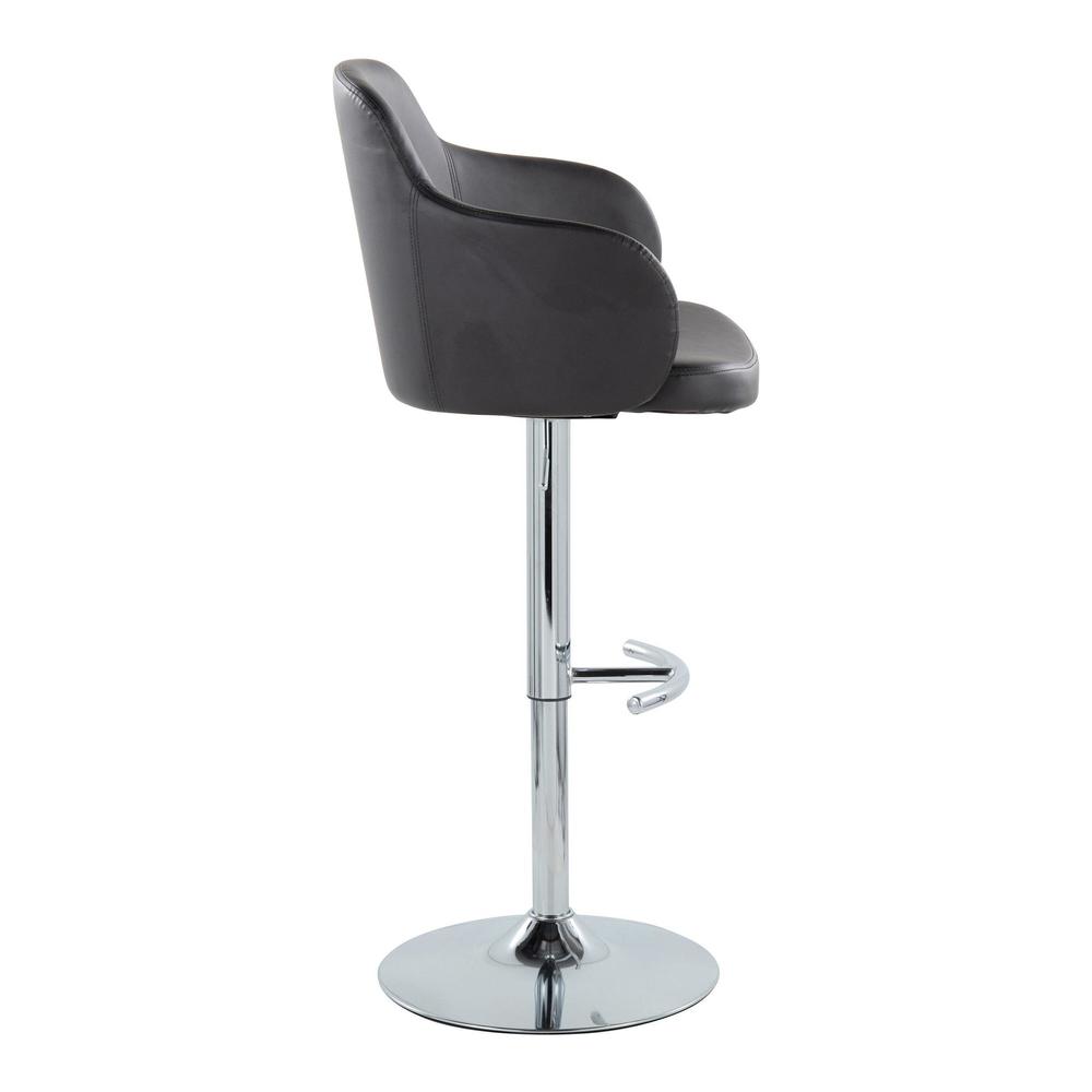 Chrome Metal, Black PU Boyne Adjustable Barstool - Set of 2
