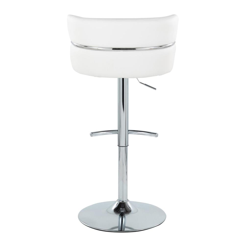 Chrome Metal, White PU Cinch Adjustable Barstool - Set of 2
