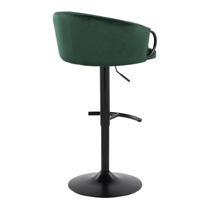 Black Metal, Green Velvet Claire Adjustable Barstool – Set of 2